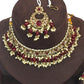 Maroon - Large Size Antique Gold Finish Necklace Set with Earrings - JE18  C 0424