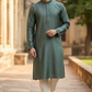 Dark Grey - Banarasi Handloom Brocade Mens Indian Kurta set with Trousers - UK Stock - Weddings / Walimas , Sangeet, Diwali, Eid, Mehndi / Henna - VEE2422 VR