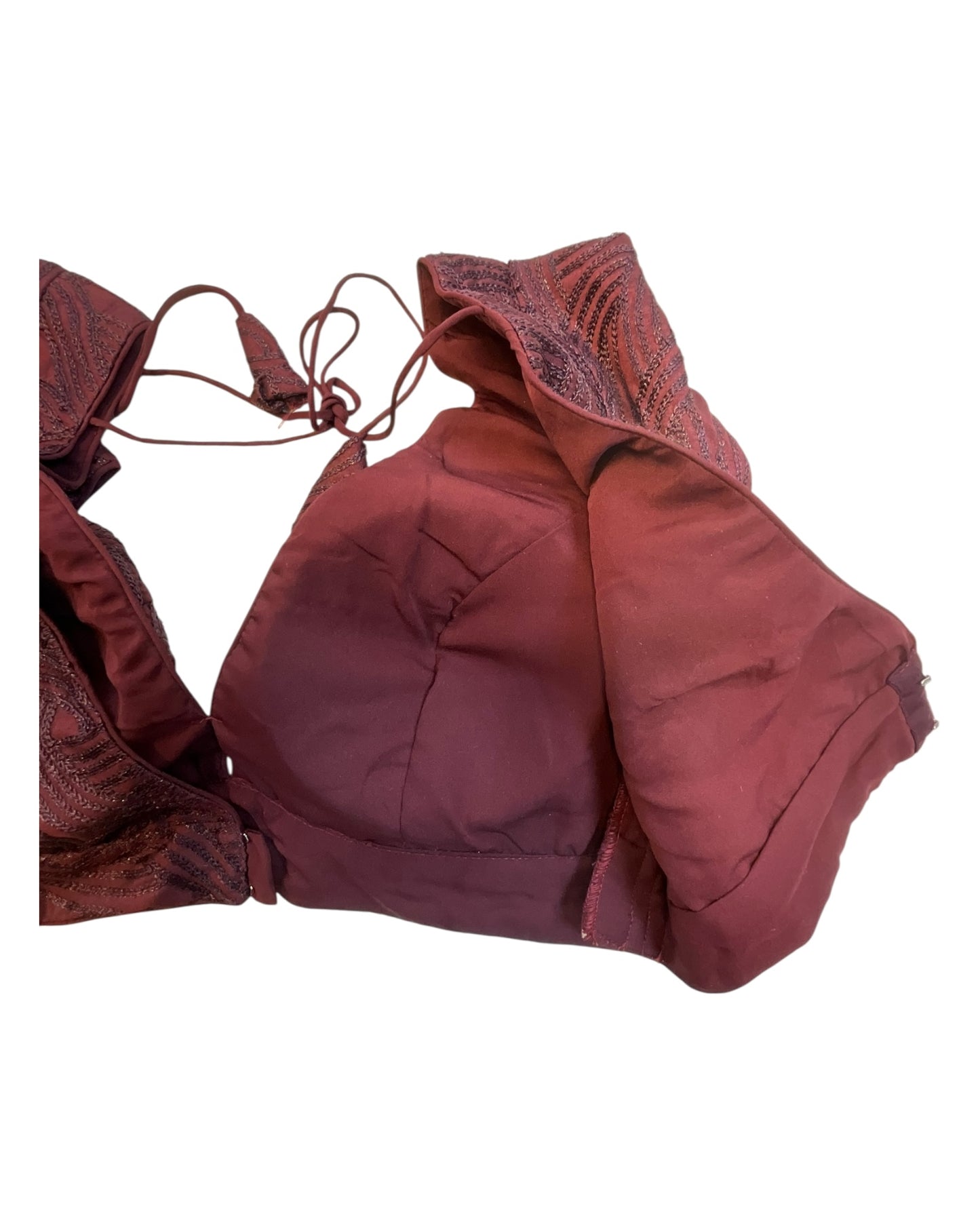 36" UK10 & 40" UK14 -Dark Maroon / Wine - Deep Neck & Back - Saree / Lehenga Blouse -UK Stock - Quick Dispatch - B246 09KP25