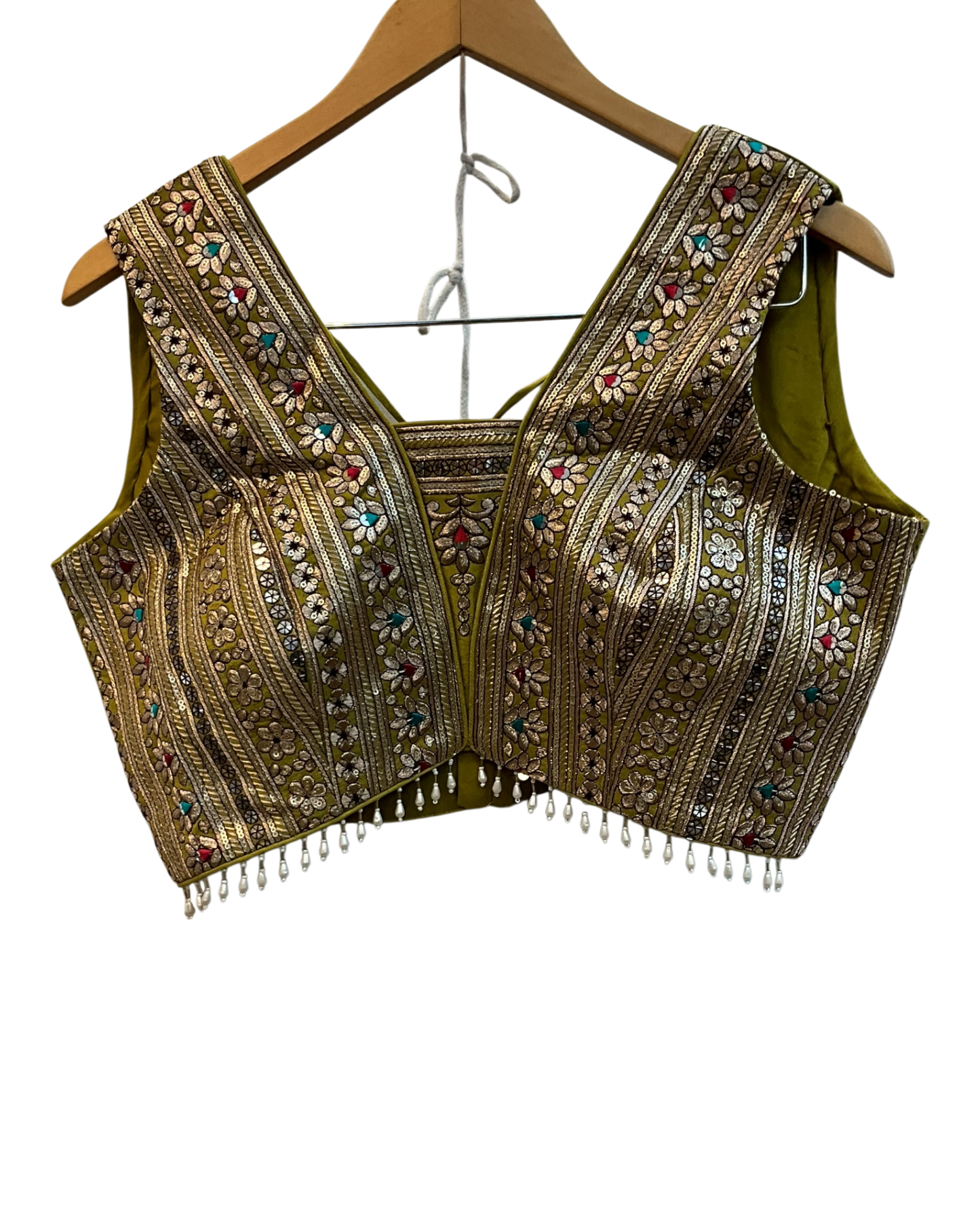 Size UK 14 (40" Bust) Adjustable to Size 16 - Olive Green - Banarasi Silky Lehenga Set - Mehndi / Sangeet / Bridesmaids / Weddings / Garba  - UK Stock - 24h Dispatch - JF7973 05JP26