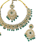 Blue - Large Size Antique Gold Finish Necklace Set with Earrings & Head Piece - JIG111 04Cp26