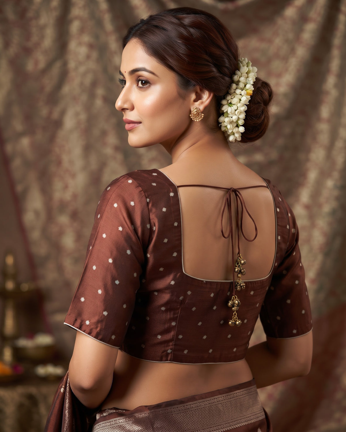 Size 38" / UK 12 - Maroon - Saree blouse with cups - UK Stock - Quick Delivery - VAM1351 - C