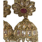 Magenta - Medium - Antique Gold Finish Traditional Zhumki Earrings - Bollywood - Weddings - SV2409 Rp 0724