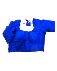 Royal Blue - HYBRID Silky Saree blouse - With Elastic on both side for Great fit - Size 36