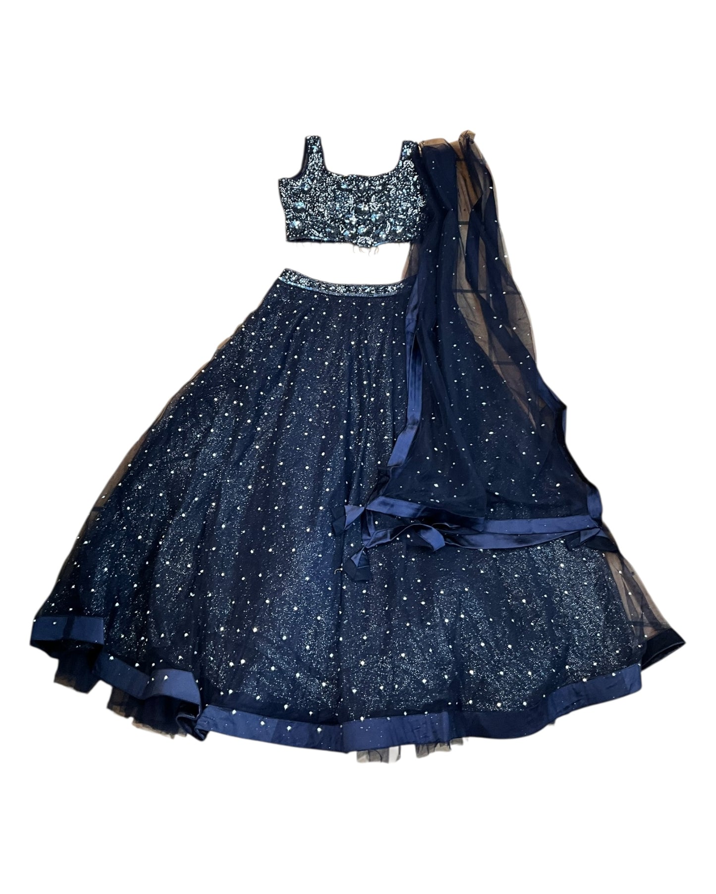 Stunning Navy Blue Lehenga Set - Size 12(38") - UK Stock - 24h Dispatch - KTC250618 PY