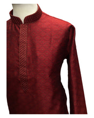 Maroon - Handloom Banarasi Mens Indian Kurta set - Weddings / Walimas , Sangeet, Eid, Mehndi / Henna - KCS1012 KR 0824 KP