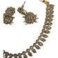 Gold - Small - Antique Gold Finish Necklace Set with Earrings - AE2402 C 0724