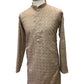 Beige - Linen Mirror Work Mens Kurta Set - Sangeet Mehendi Haldi - NY2302 KT 1123