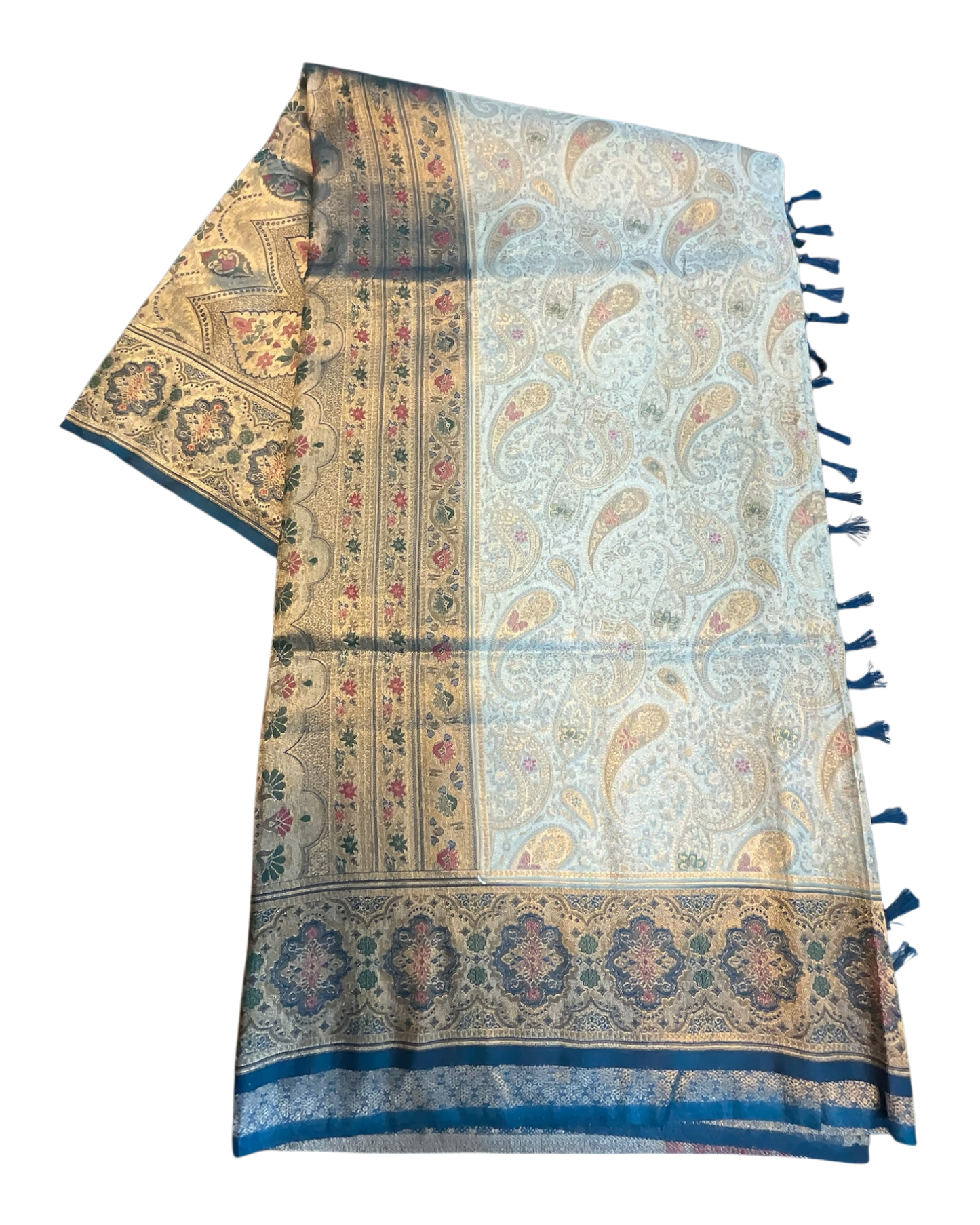 Sky Blue - Rich Brocade Traditional Handloom Saree with Blouse Piece - UK stock - 24hr Dispatch - SP2627 TV