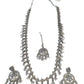 Clear - Large Size Silver Finish Long Necklace Set with Earrings - RZ13  11KT24