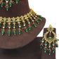 Green - Large Size Antique Gold Finish Necklace Set with Earrings - HB999  KT 0424