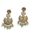 Sea Green - Large - Antique Gold Finish Traditional Earrings - Bollywood - Weddings - PRI1773  11Tp24