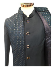 Rich Double Layered Teal Blue Sherwani -  YD2322 RP 0923