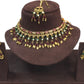 Magenta - Medium Size Antique Gold Finish Necklace Set with Earrings - HB1000  KY 0424
