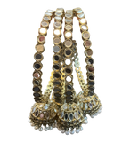 Mirror Work Zhumki Dangle - Antique Gold Finish Bangles Set (Set of 4) - UK stock - SM, M, L, XL AE2602 06P26