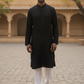 Black - Rich Sequins Lucknowi Chiffon Mens Indian Kurta Set with Smart Pants - Weddings / Walimas , Sangeet, Eid, Mehndi / Henna - SHU2501 KC 0325