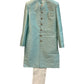 Sky / Light Blue - Classic Banarasi Handloom Brocade Sherwani with Gold Buttons - UK Stock - BS787 08JC25