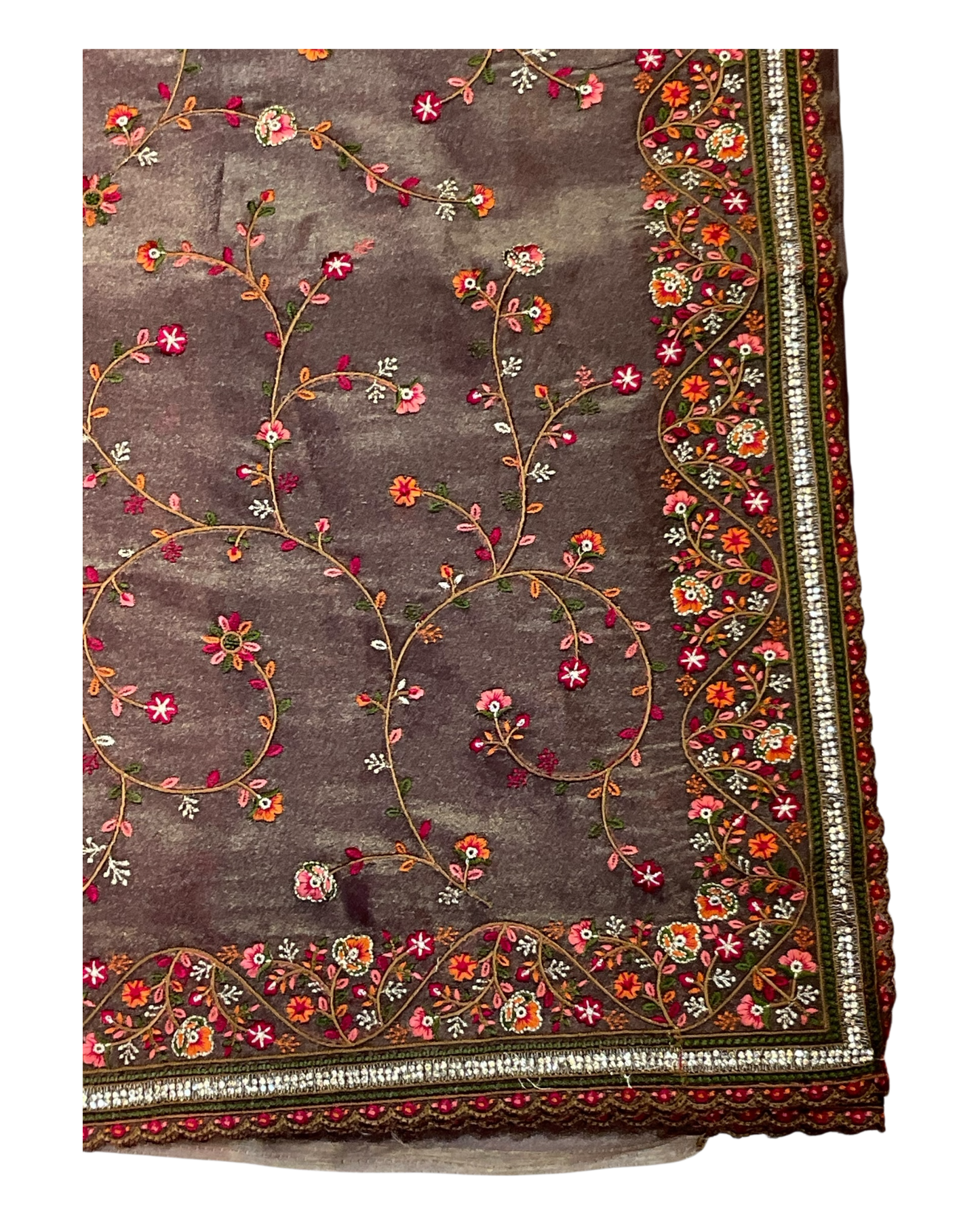 Bronze / Brown - Classic Saree with Thread Work and Blouse Piece - UK stock - 24hr Dispatch - RS2513 TA