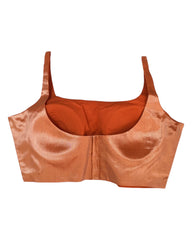 Orange - Rich Banarasi Thin Strap Designer Saree blouse with cups, 38