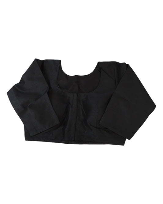 Black - Silky Saree blouse with cups,  Long Sleeves, High Back - 38" - UK Stock - Quick Delivery - RNK - R231F-A