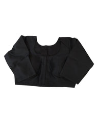 Black - Silky Saree blouse with cups,  Long Sleeves, High Back - 42