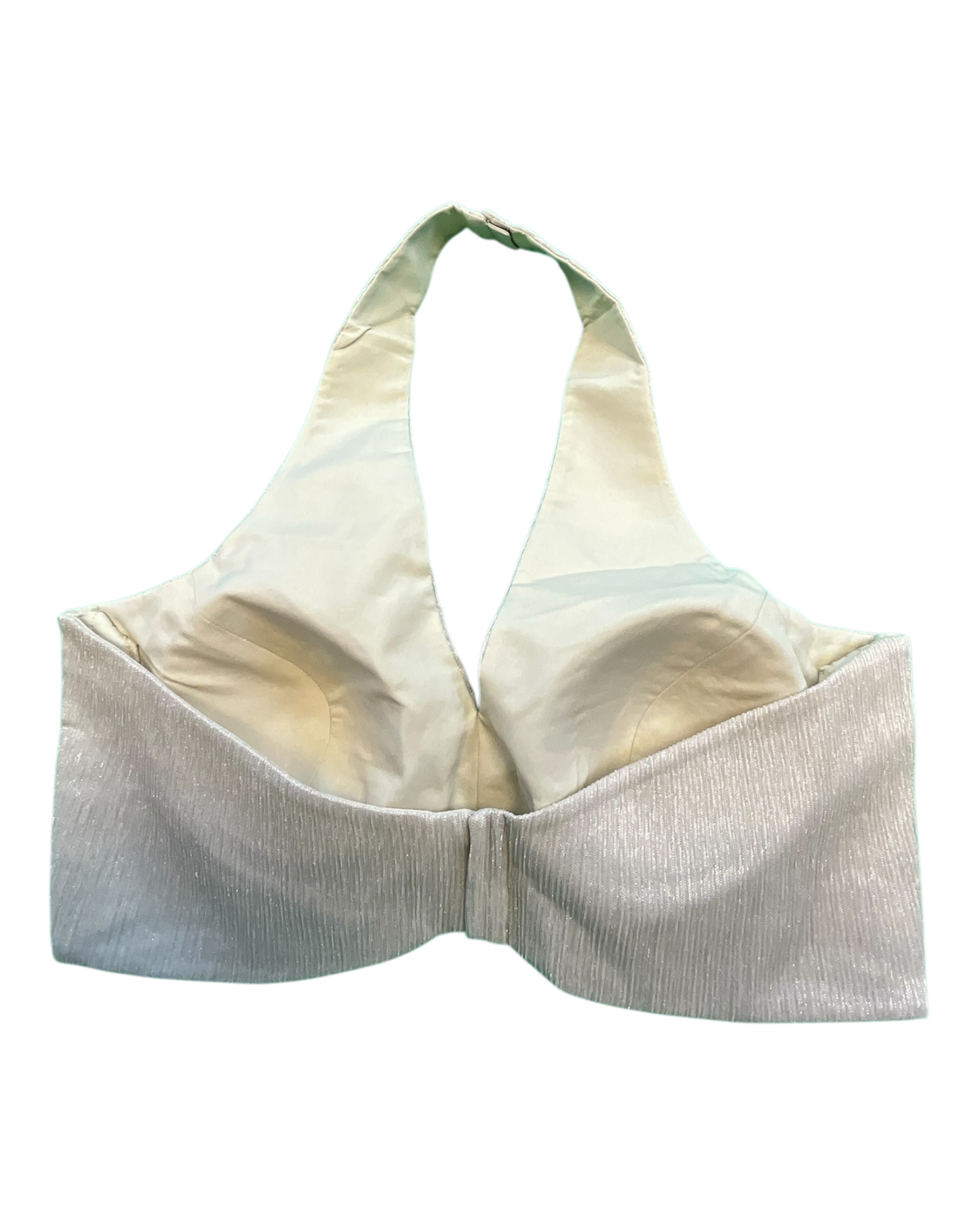 Size 36" / UK 10 - Champagne / Cream - Shimmery Crinkle Halter Neck Saree blouse with cups - UK Stock - Quick Delivery - RNK - R999A-KJ