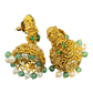Green - Medium - Antique Gold Finish Traditional Earrings - Bollywood - Weddings - AE2611 P