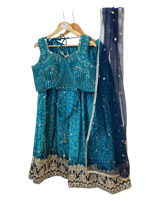 Size 14 / 40" Bust - Tuquoise Blue - Ready Made Lehenga Set - UK Stock - 24h Dispatch - KTC250626 TY
