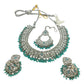 Light Blue - Large Size Silver Finish Necklace Set with Earrings & Tika (Head Piece) - UK Stock - GGA17 08KK25