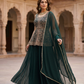 UK 12 / 38" - Dark Teal - Ladies Sharara / Palazzo Trousers Suit - UK Stock - Sangeet / Henna / Weddings - OC2467 TT