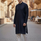Navy Blue - Rich Sequins Lucknowi Chiffon Mens Indian Kurta Set with Smart Pants - Weddings / Walimas , Sangeet, Eid, Mehndi / Henna - SHU2501 KC 0325