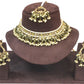 Henna Green - Large Size Antique Gold Finish Necklace Set with Earrings - JE19  C 0424