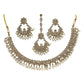 Gold / Neutral - Antique Gold Finish Necklace & Earrings Set - Bollywood - Weddings - KAJ1040 11KK24
