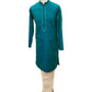 Turquoise Green - Cotton Silky Mens Kurta Set - Sangeet Mehendi Haldi - KCS1150 KK 0923