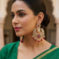 Regal Ruby Floral Crescent Kundan Chandbali Earrings - Bollywood - Weddings - 6ER166 09A26
