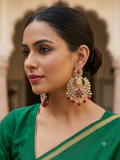 Regal Ruby Floral Crescent Kundan Chandbali Earrings - Bollywood - Weddings - 6ER166 09A26