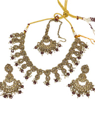 Gold / Neutral - Large Size Necklace Set with Earrings - PRI1753 H 0424