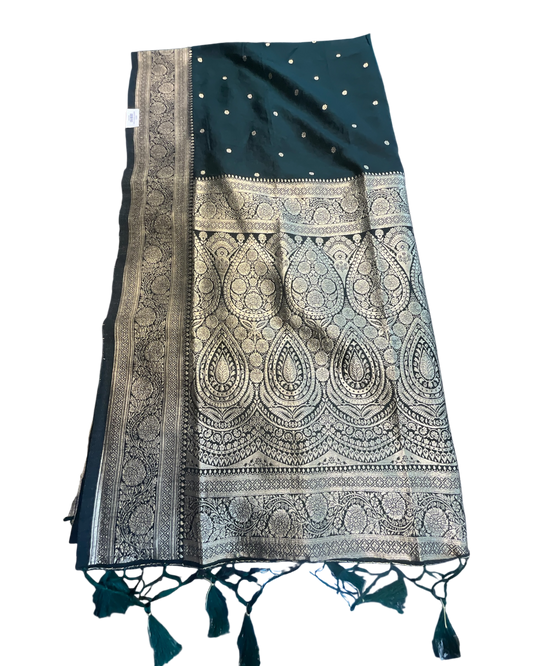Bottle Green 2 - Traditional Handloom Saree with Blouse Piece - UK stock - 24hr Dispatch - SP2630 KP