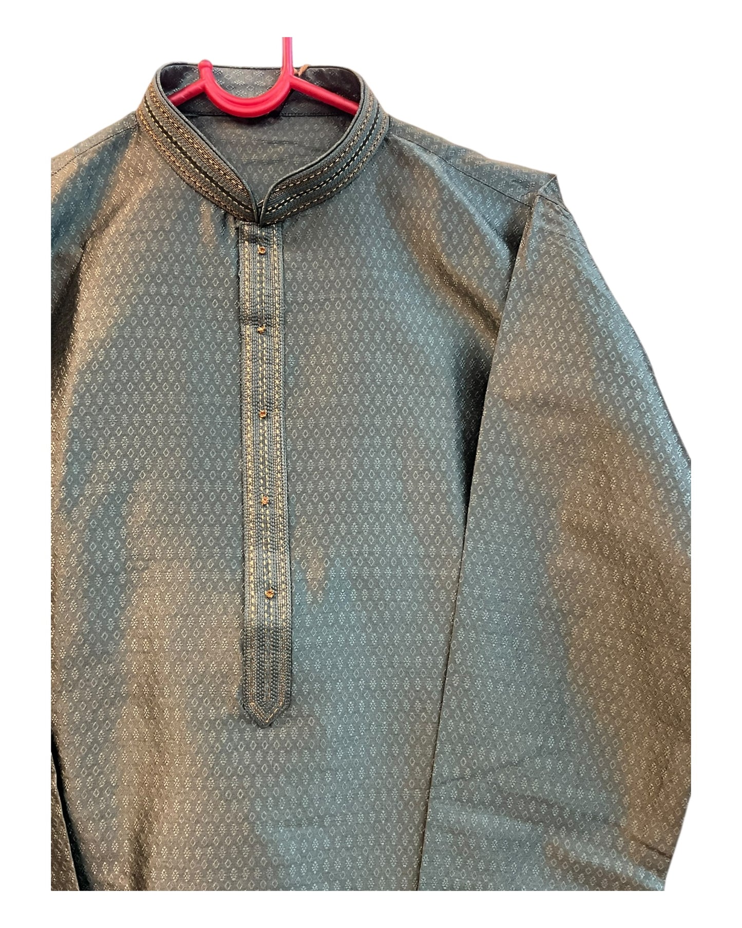 Sage Green - Banarasi Handloom Brocade Mens Indian Kurta set - UK Stock - Weddings / Walimas , Sangeet, Diwali, Eid, Mehndi / Henna - VEE2533 KC