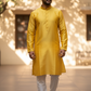 Haldi Yellow - Banarasi Handloom Brocade Mens Indian Kurta set - UK Stock - Weddings / Walimas , Sangeet, Diwali, Eid, Mehndi / Henna - VEE2533 KC