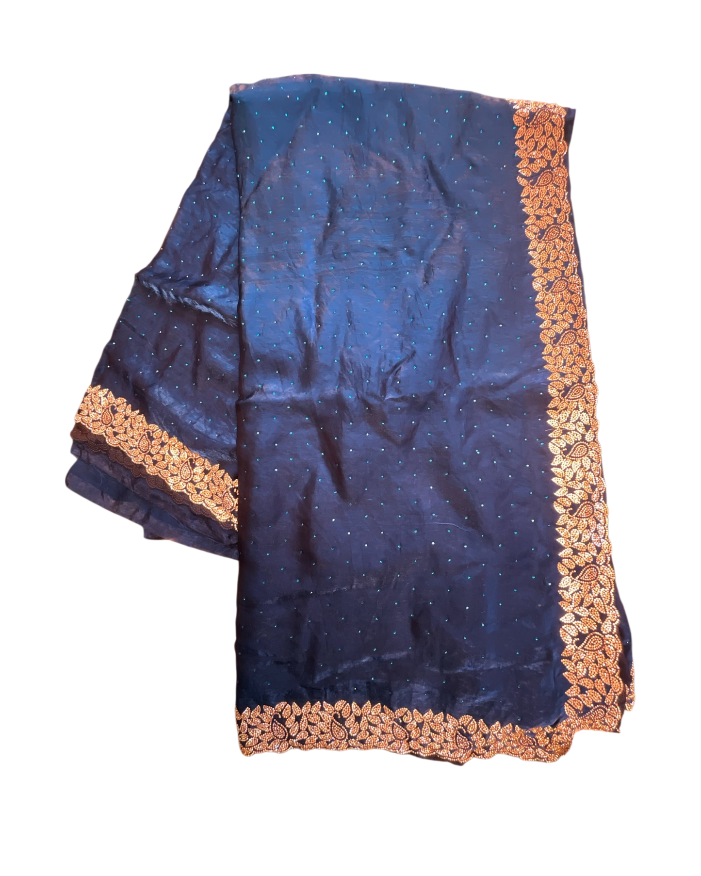 Cobalt Blue - Soft Crepe - Stone Work Saree with Blouse Piece - UK stock - 24hr Dispatch - RS2540 TV