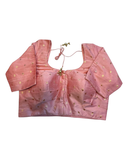 34", 38" & 42" - Pink - Banarasi Brocade Saree / Lehenga Blouse -UK Stock - Quick Dispatch - X767 08Ap25