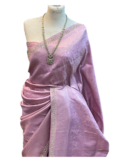 Pink - Fancy Embroidered Saree with Blouse Piece - UK stock - 24hr Dispatch - SP250628 VJ