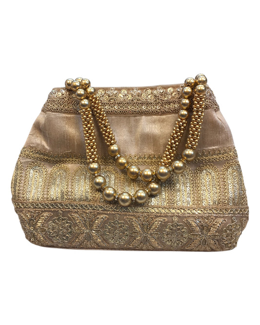 Champagne - Silky Bollywood Ladies HandBag - GJ22 10Pp24