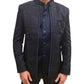 Navy Blue - PREMIUM Slim Fit Mens BandhGala / Prince / Chinese Collar Open Jacket with inside Waistcoat- Fantastic Fit - CS2508 PP 0325