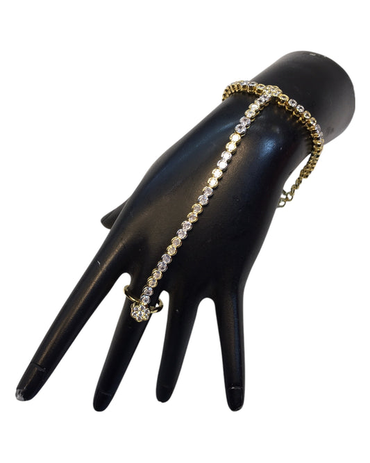 Gold - Gold Finish Panja / Indian Ladies Hand Accessory - Fashion Jewellery - Bollywood - Weddings - AE2443 11Jp24