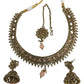 Peach - Medium - Antique Gold Finish Necklace Set with Earrings - DAJ531 KY 0724