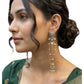 Clear / White / Pearl - Medium - Antique Gold Finish Traditional Earrings - Bollywood - Weddings - 15JE62 07R26