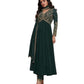 Chiffon - Teal Anarakali  Long Dress with Trousers - Size 14 (Bust 40") - Inside Margin to let out ( 3 to 4")VF66573 TY 1024