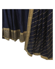 Navy Blue - Silky Lehenga Set - Weddings ,Bridesmaids, Sangeet,  Henna, Haldi - 24h Dispatch - AF2414 TT 0624